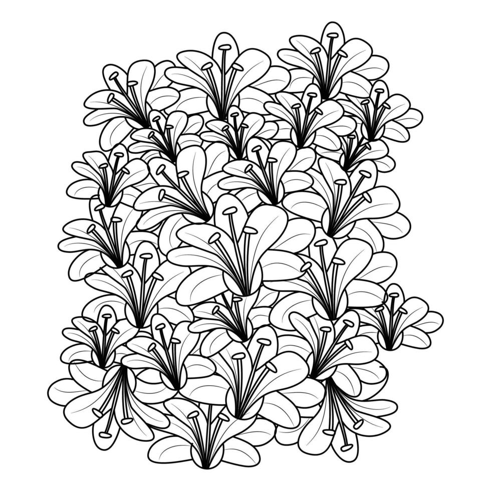 desenho de estilo doodle de flor de lilium padrão de repetição de arte de linha para impressão têxtil vetor