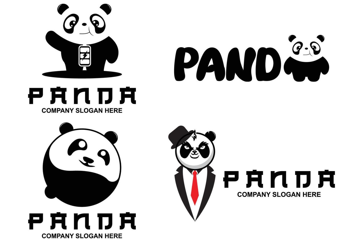 design de vetor de logotipo de panda fofo, ilustração de fundo animal