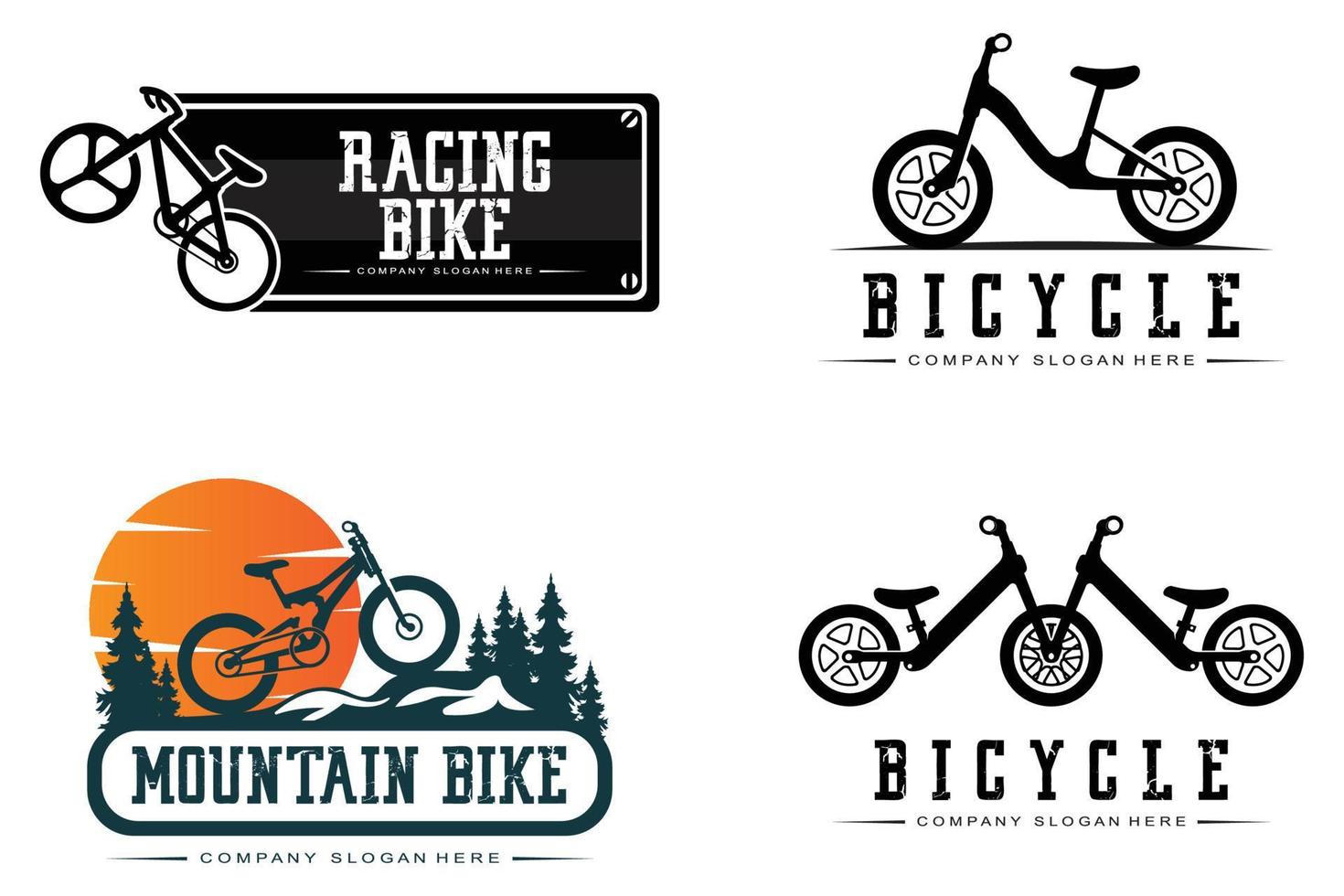 vetor de ícone de logotipo de bicicleta, veículo para esportes, corrida, casual, downhill, modelo retro