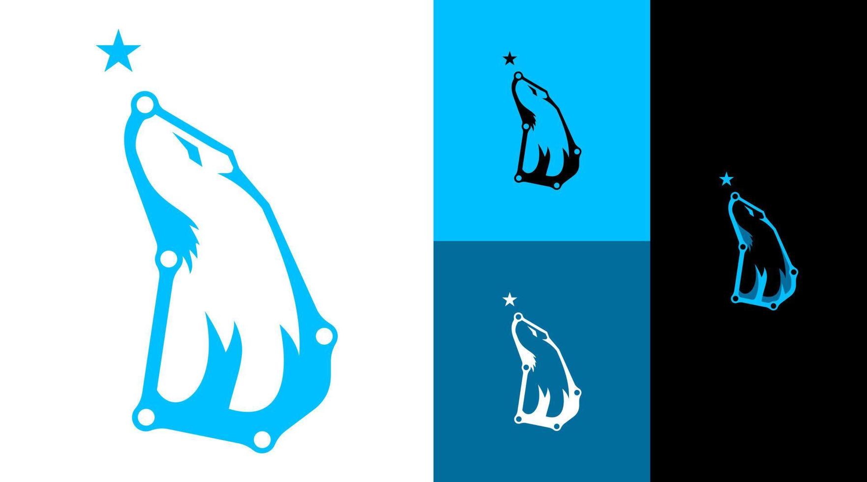 conceito de design de logotipo de empresa de negócios de urso polar estrela do norte vetor