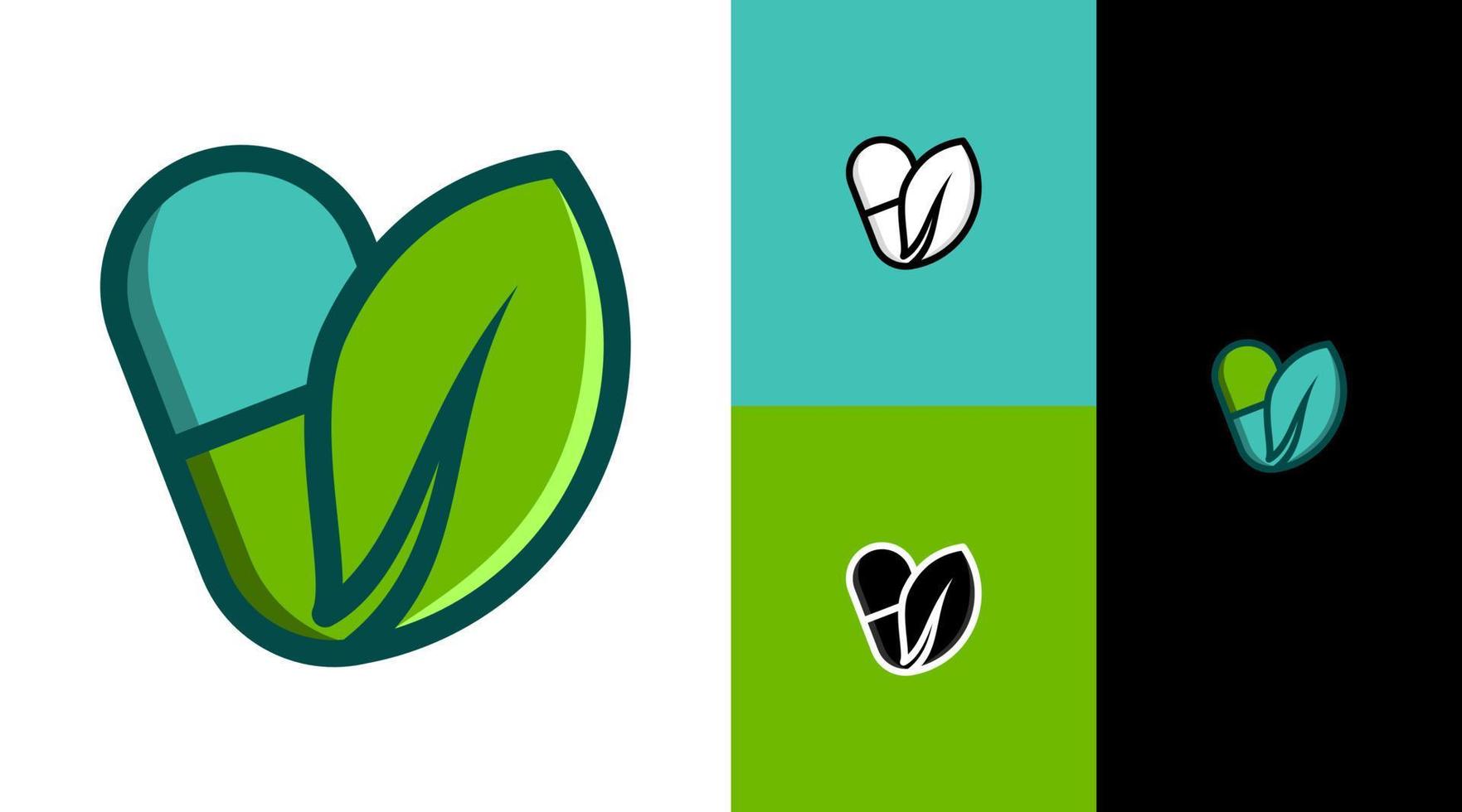 cápsula de ervas médica planta natural saudável conceito de design de logotipo de empresa de negócios vetor