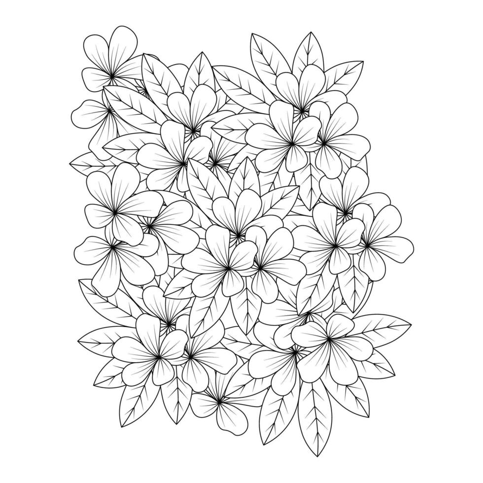ilustração de página de livro de colorir de flor de doodle elegante design de arte de linha gráfica para livro vetor