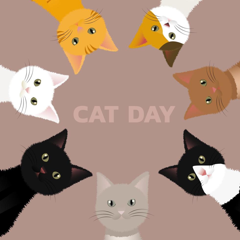 dia mundial do gato concept.international dia do gato. conceito de férias. modelo para plano de fundo, banner web, cartão, pôster vetor