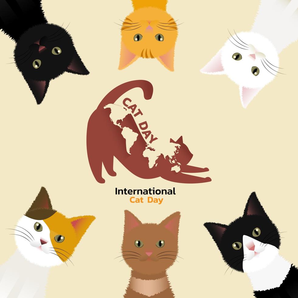 dia mundial do gato concept.international dia do gato. conceito de férias. modelo para plano de fundo, banner web, cartão, pôster vetor