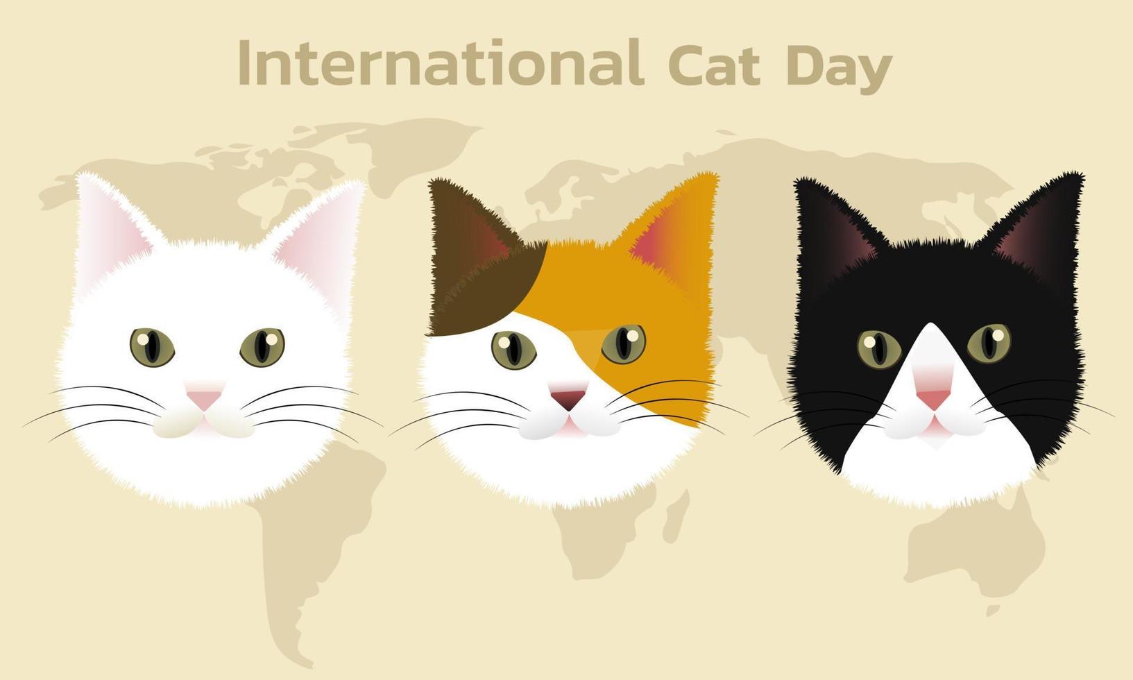 dia mundial do gato concept.international dia do gato. conceito de férias. modelo para plano de fundo, banner web, cartão, pôster vetor