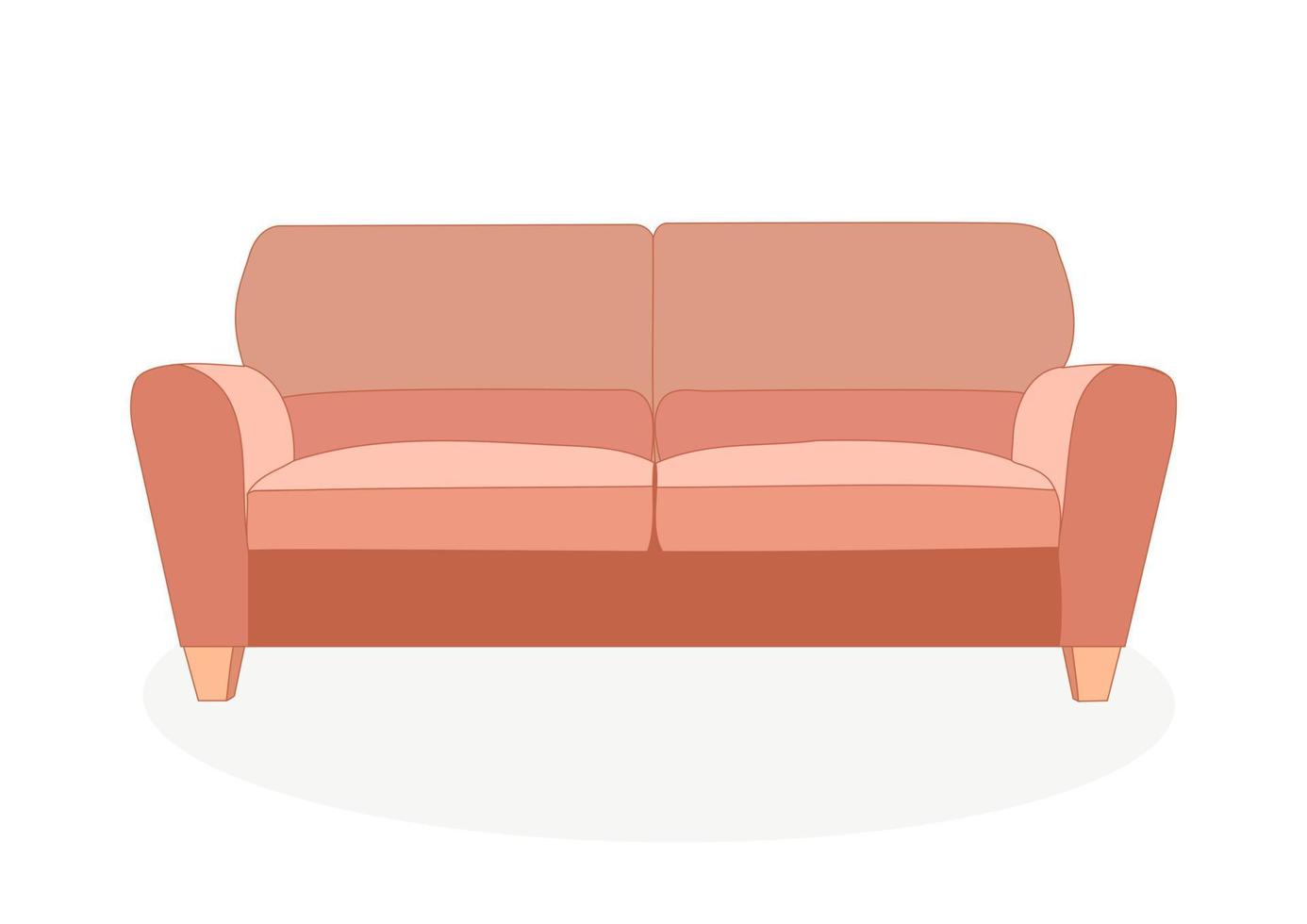 sofá elegante confortável na moda. objeto, modelo de mobiliário. estilo plano. vetor