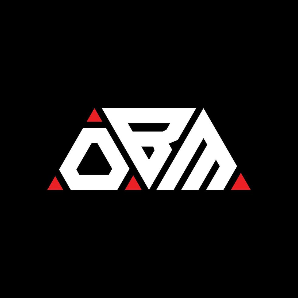 design de logotipo de letra triângulo obm com forma de triângulo. monograma de design de logotipo de triângulo obm. modelo de logotipo de vetor de triângulo obm com cor vermelha. logotipo triangular obm logotipo simples, elegante e luxuoso. obm