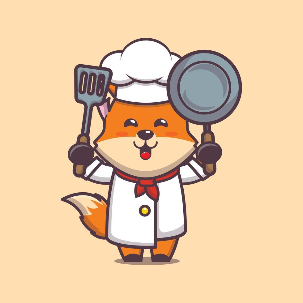 personagem de desenho animado de mascote de chef de raposa bonito vetor