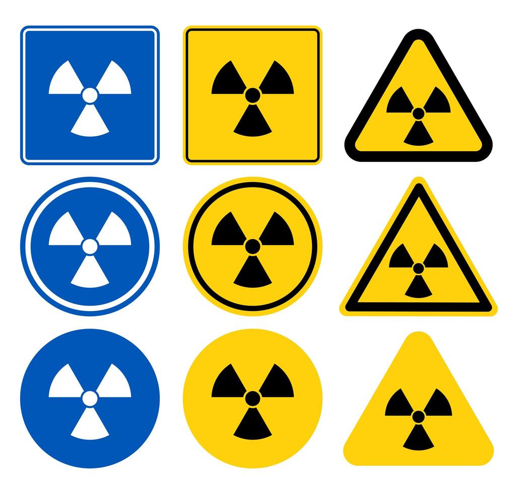 conjunto de sinal de aviso de radiação vetor