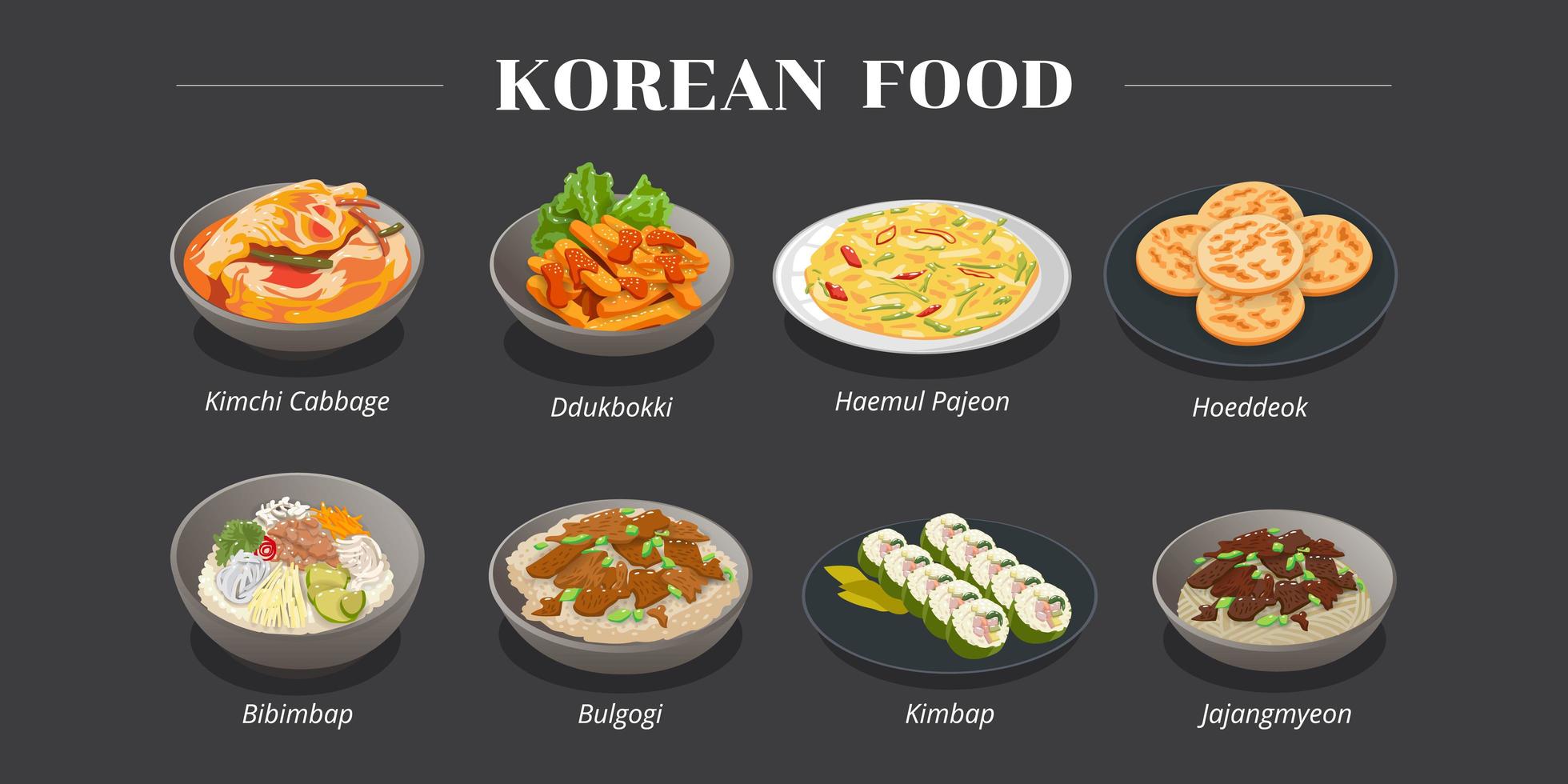 design de menu tradicional comida coreana vetor