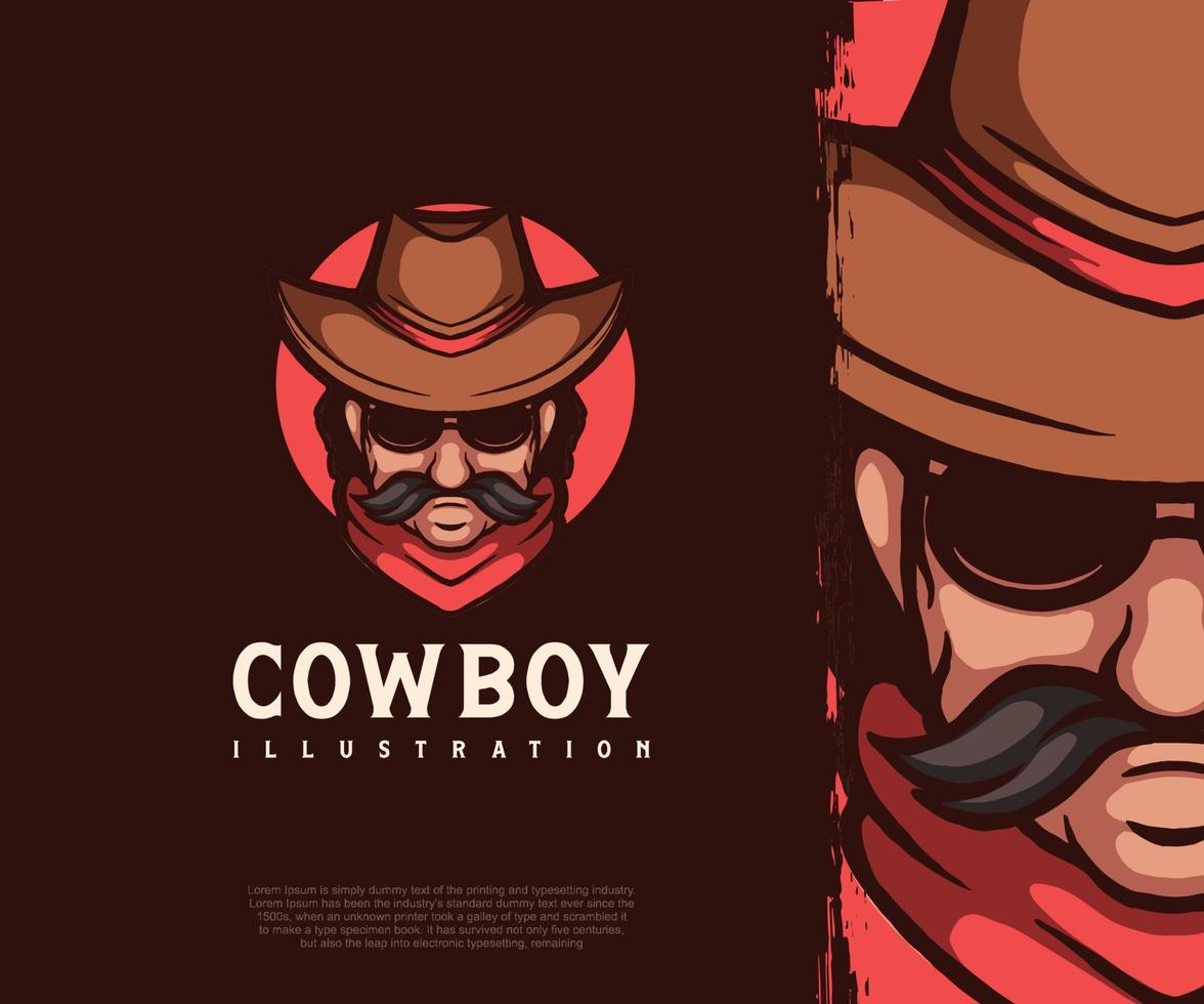 logotipo de ilustração vetorial de cowboy. vetor