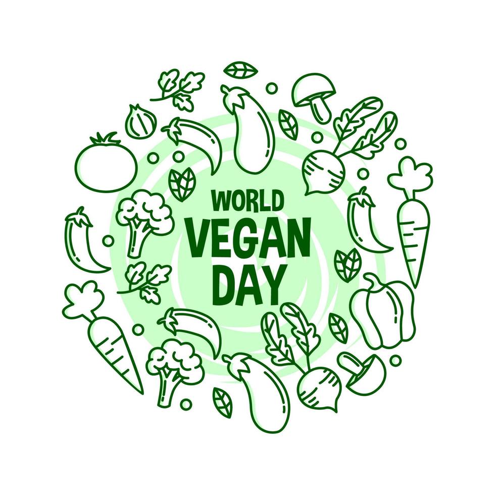 ilustração do dia mundial do vegano. apto para plano de fundo, banner, pano de fundo, ppt. vetor eps 10