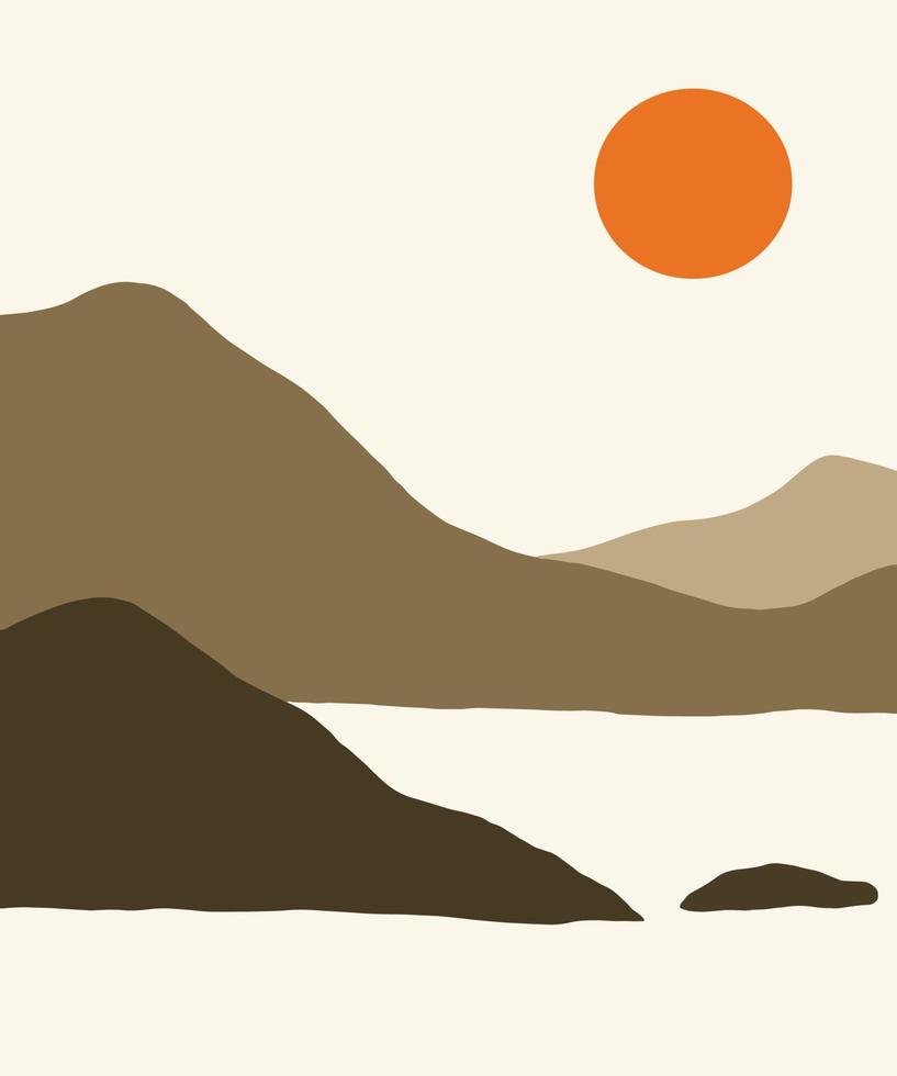 formas onduladas abstratas paisagens de montanhas e colinas, cenário de ilustração vetorial na paleta de cores terrosas e terracota vetor