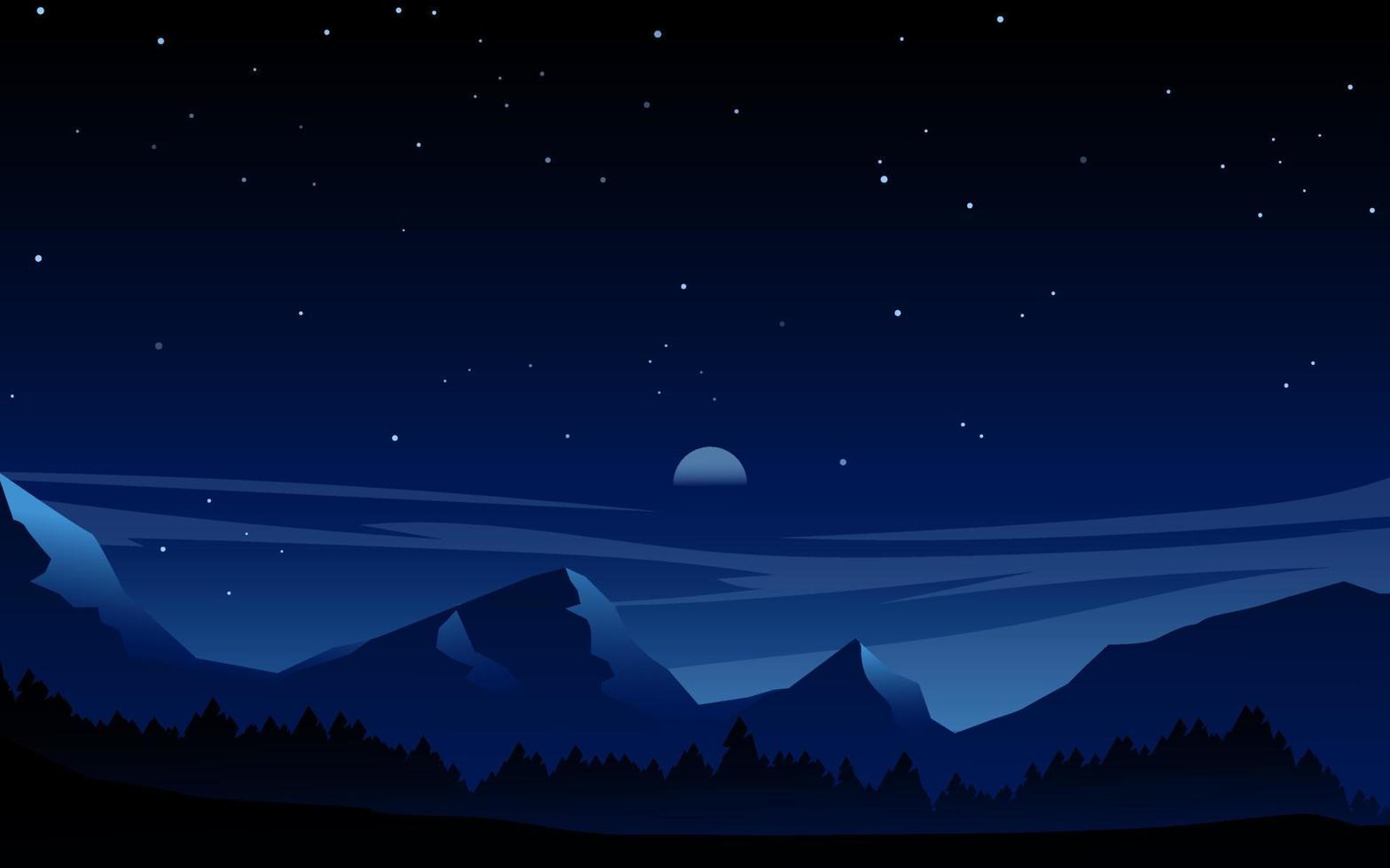 céu noturno sobre ilustração de paisagem de montanhas vetor