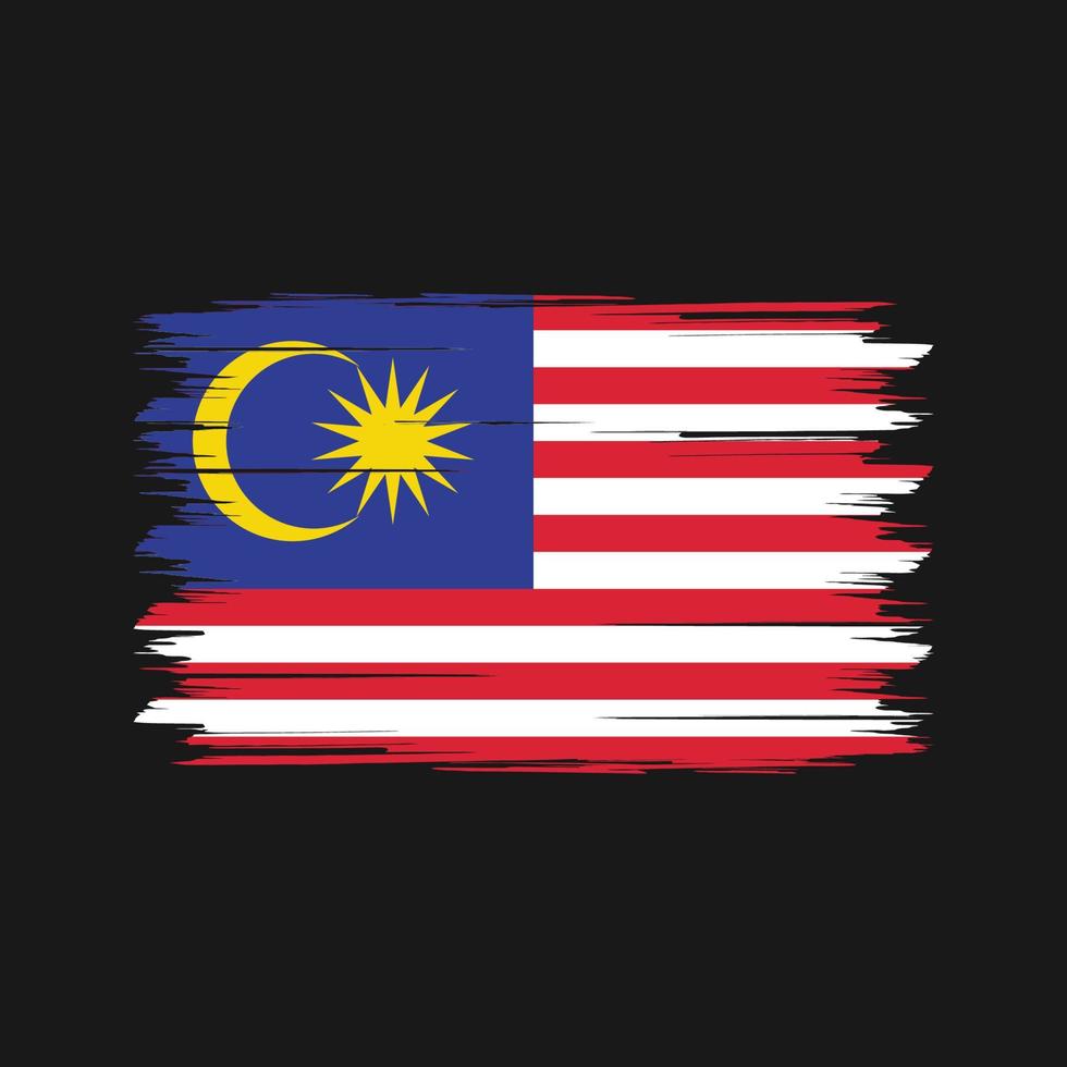 escova de bandeira da malásia. bandeira nacional vetor