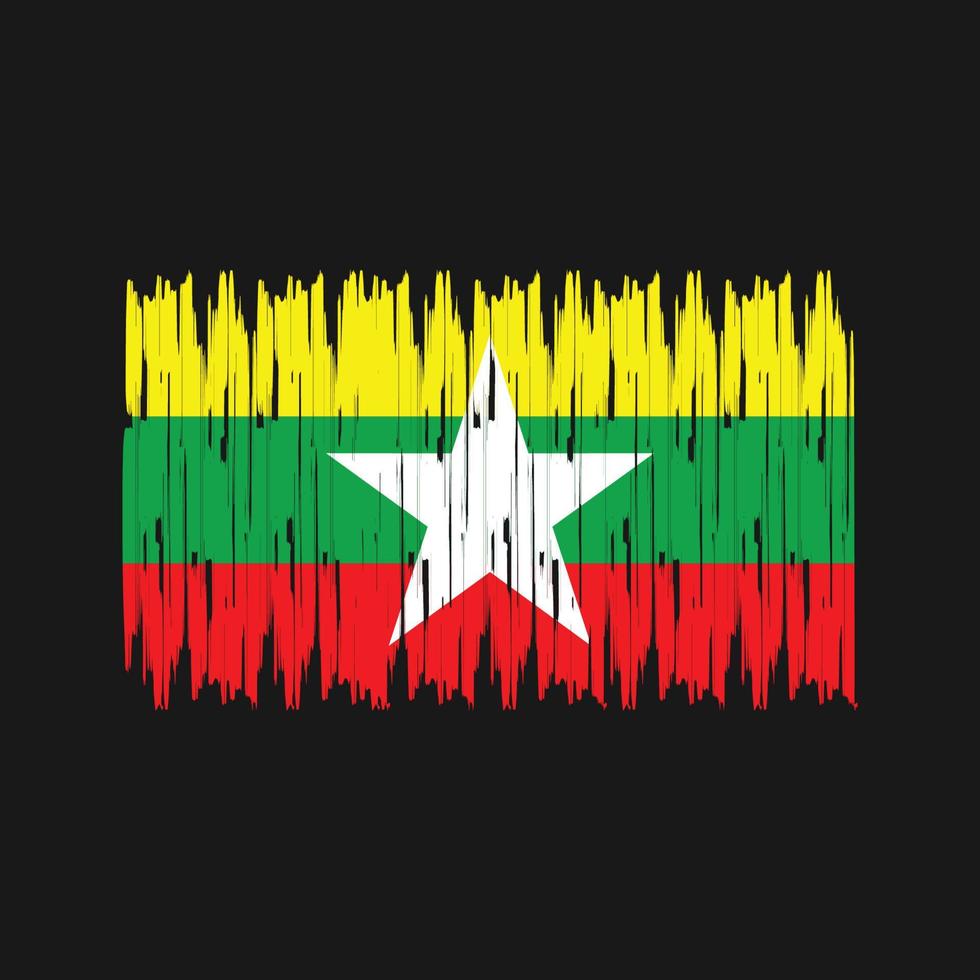 pinceladas de bandeira de mianmar. bandeira nacional vetor