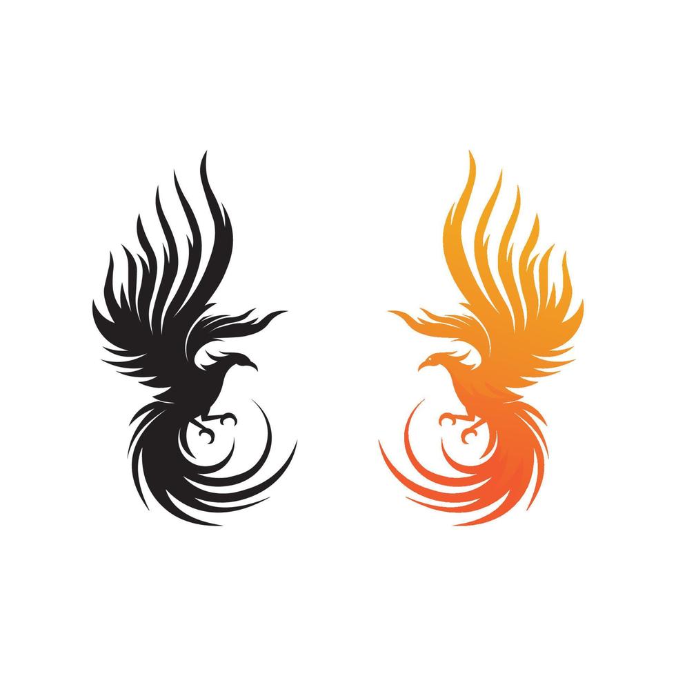 símbolo de pássaro de fênix e ilustração vetorial de design de logotipo vetor
