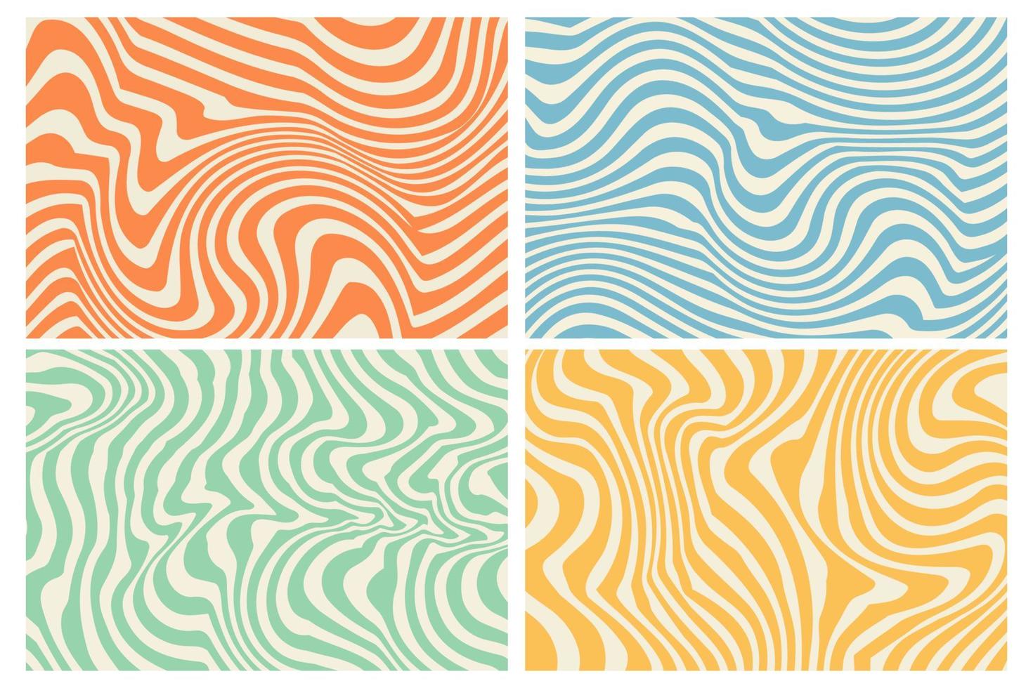 fundos de hippie groovy dos anos 70 com padrão de redemoinho de ondas vetor