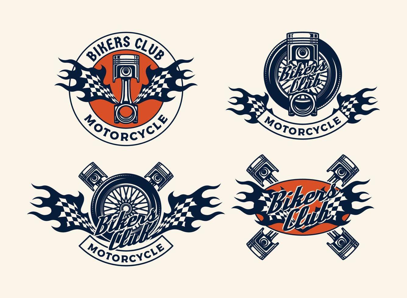 definir distintivo de logotipo do clube de aventura de motocross desenhado à mão vetor