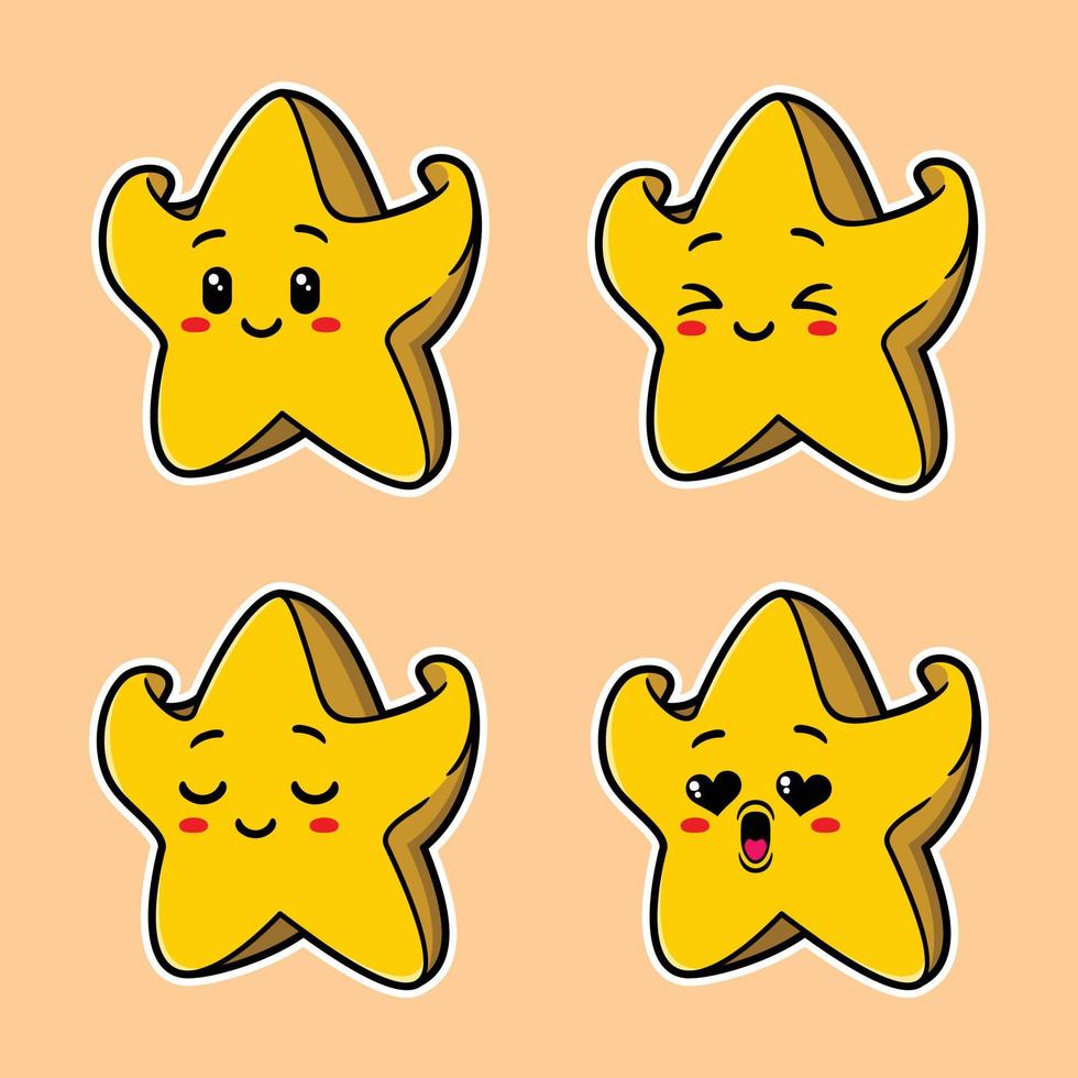 ilustração vetorial de emoji de estrela fofa vetor