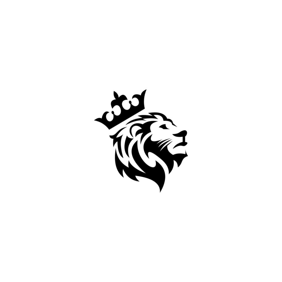 logotipo do rei leão, leão com design de logotipo de coroa. design elegante simples. vetor