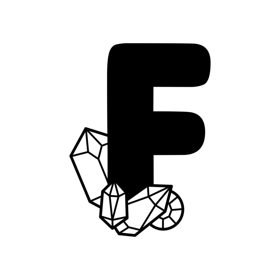 alfabeto maiúsculo bonito com letra de gema f. lindo design de letras para decoração. ilustração vetorial sobre letras. vetor