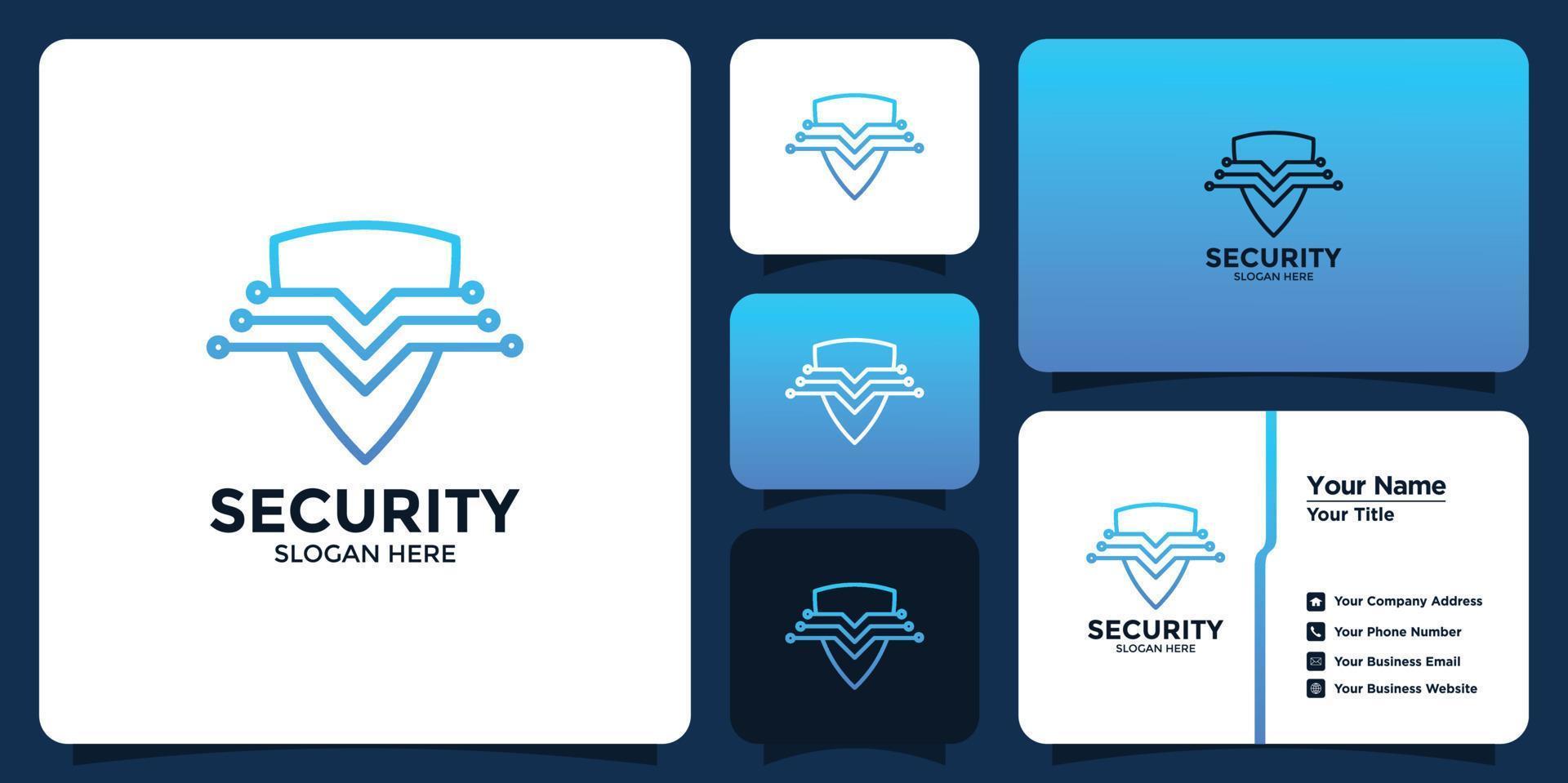 logotipo de tecnologia de segurança e cartão de marca vetor