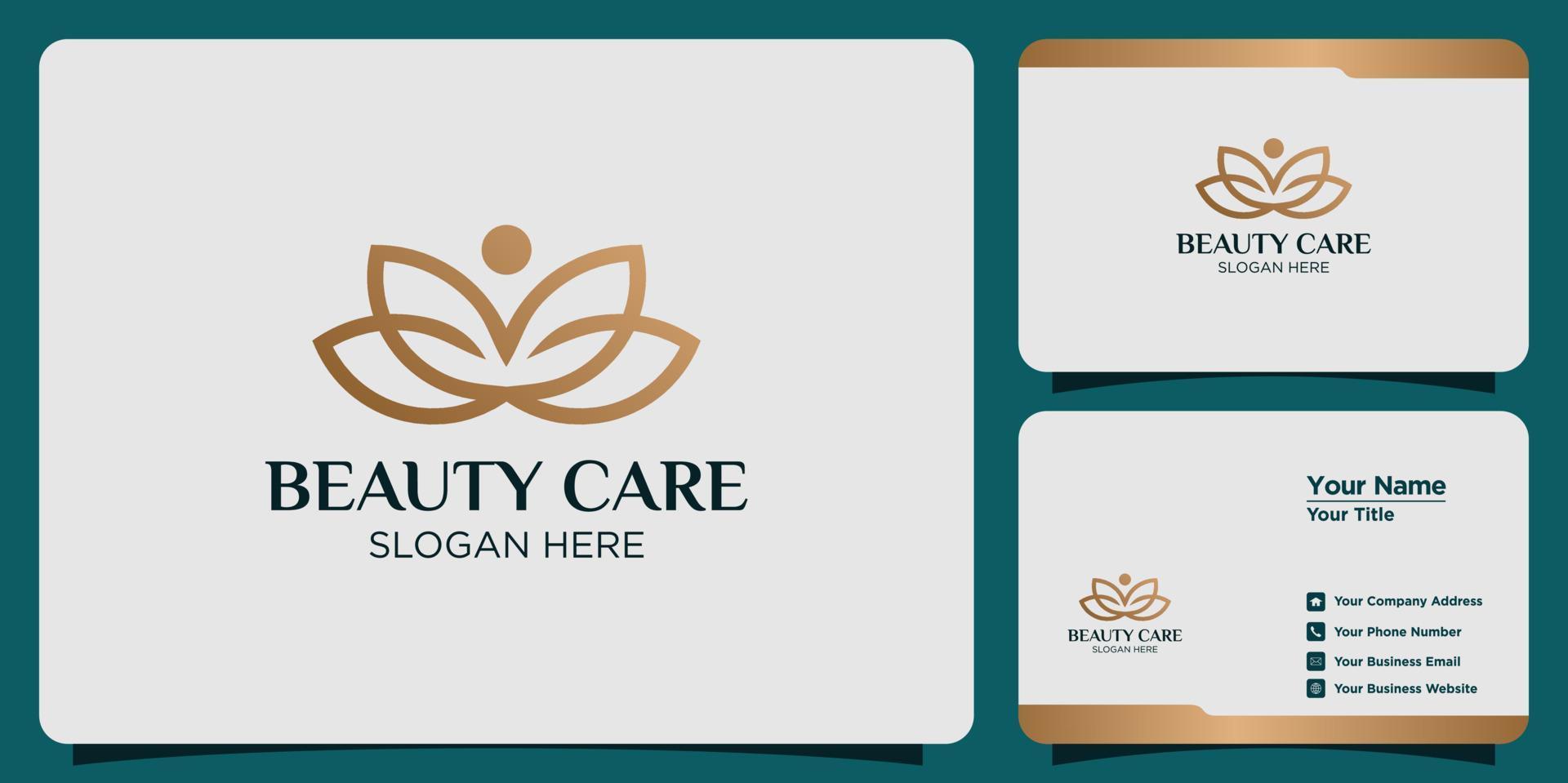 design de logotipo de flor de lótus para cuidados de beleza vetor