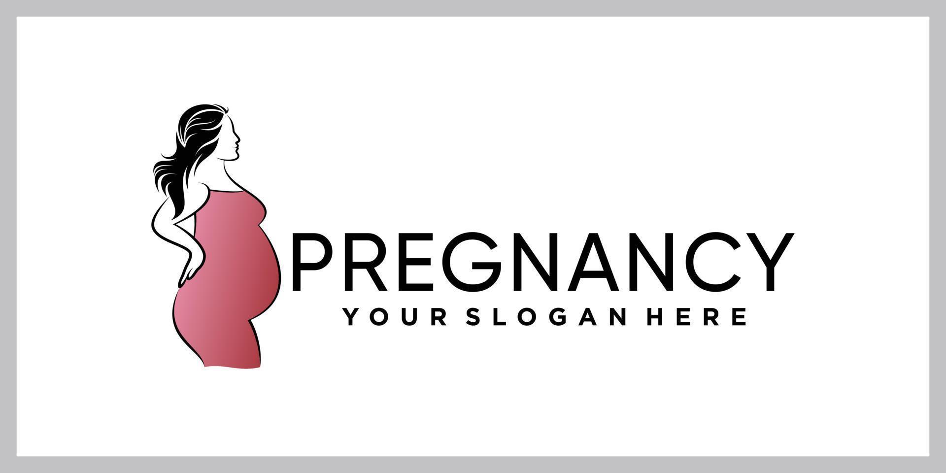 modelo de design de logotipo de gravidez de mulher com conceito moderno criativo vetor