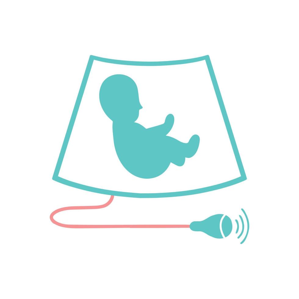 ícone de gerenciamento de gravidez. embrião no ultra-som. ginecologia, obstetrícia. vetor