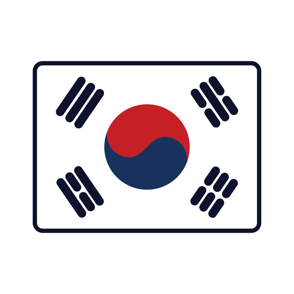 arte de linha do logotipo da bandeira coreana vetor