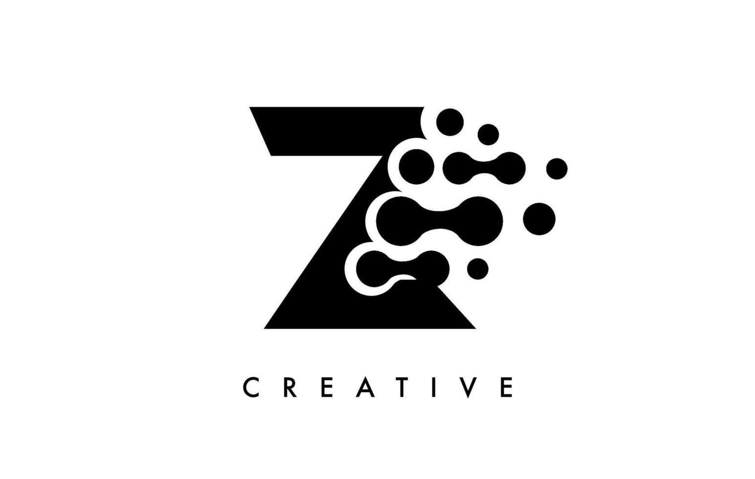 design de logotipo de pontos de letra z com cores preto e branco no vetor de fundo preto
