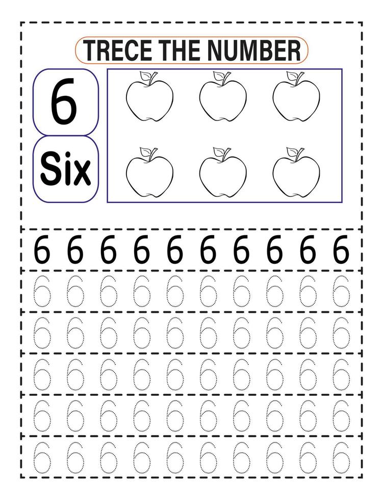 rastrear o número para crianças pré-escolares ou do jardim de infância para melhorar as habilidades básicas de escrita vetor