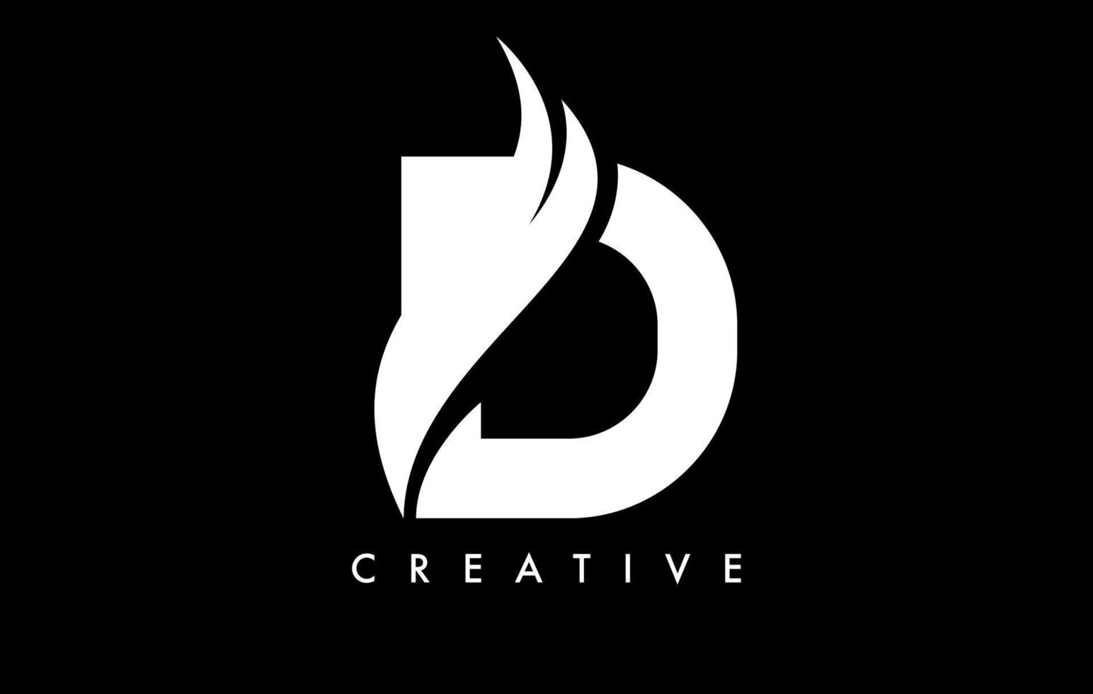 design de ícone de logotipo letra d com swoosh e vetor de forma de corte curvo criativo