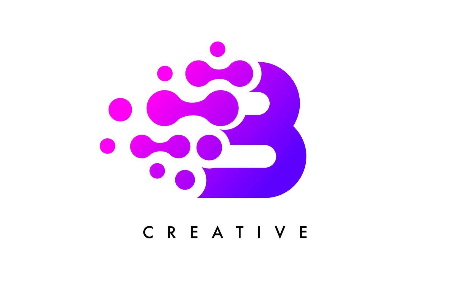 bolhas pontos letra b design de logotipo. ícone de carta criativa com bolhas azuis e vetor de pontos circulares
