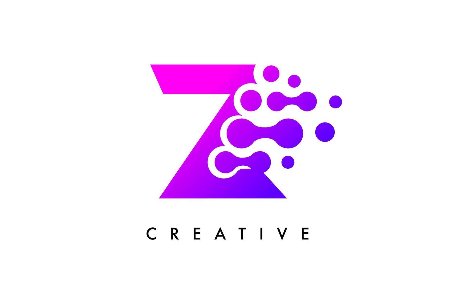 bolhas pontos letra z design de logotipo. ícone de carta criativa com bolhas azuis e vetor de pontos circulares