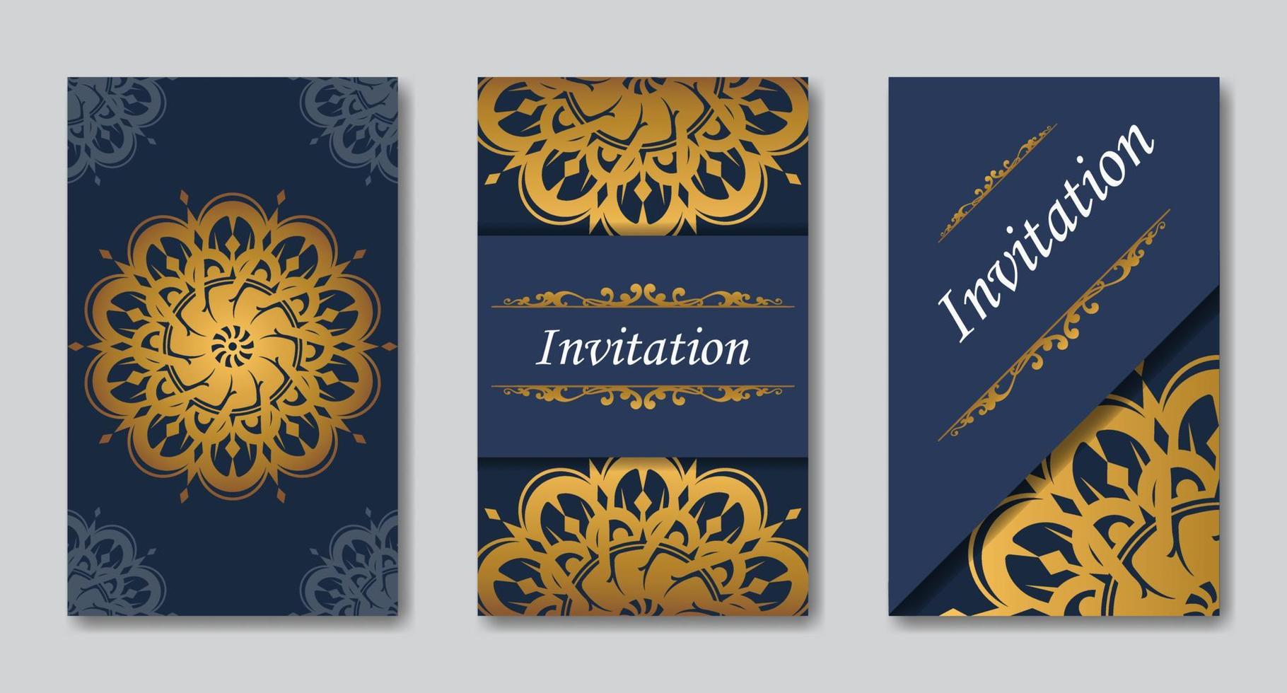 modelo de convite de luxo de decoração de mandala de ouro. convite. convite de casamento. ilustração vetorial vetor