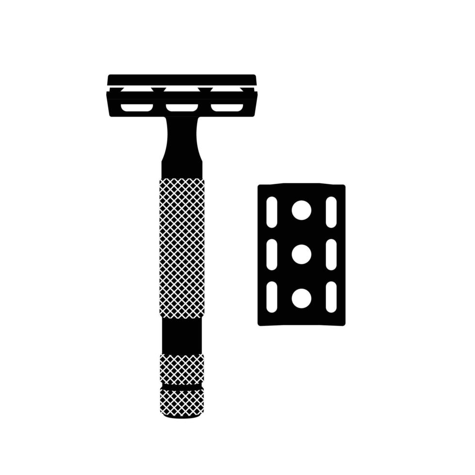 elemento de design de ícone preto e branco de lâmina descartável em fundo branco isolado vetor