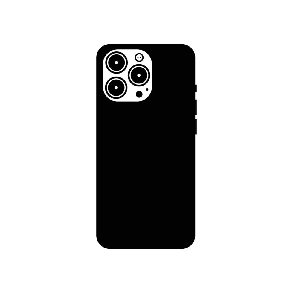 verso do elemento de design de ícone preto e branco do smartphone em fundo branco isolado vetor