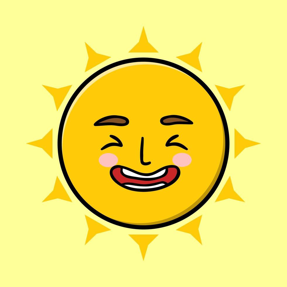 definir coleção emoticon sol bonito ícone dos desenhos animados ilustração design isolado estilo de desenhos animados planos vetor