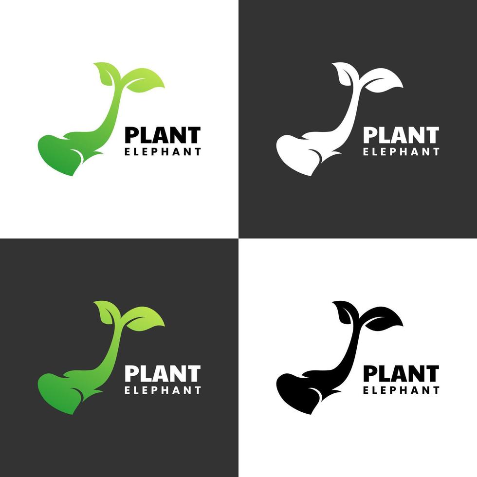 design de logotipo de elefante de planta vetor