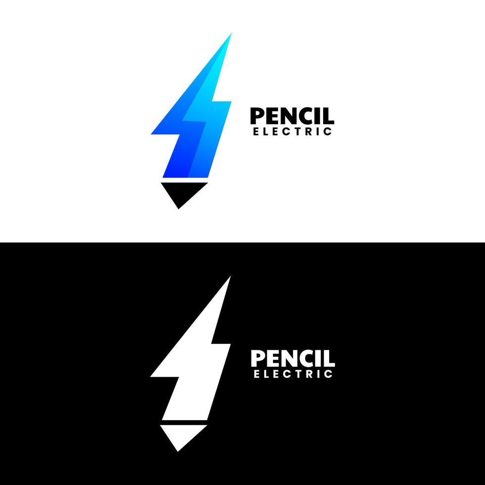 design de logotipo gradiente de lápis elétrico criativo vetor