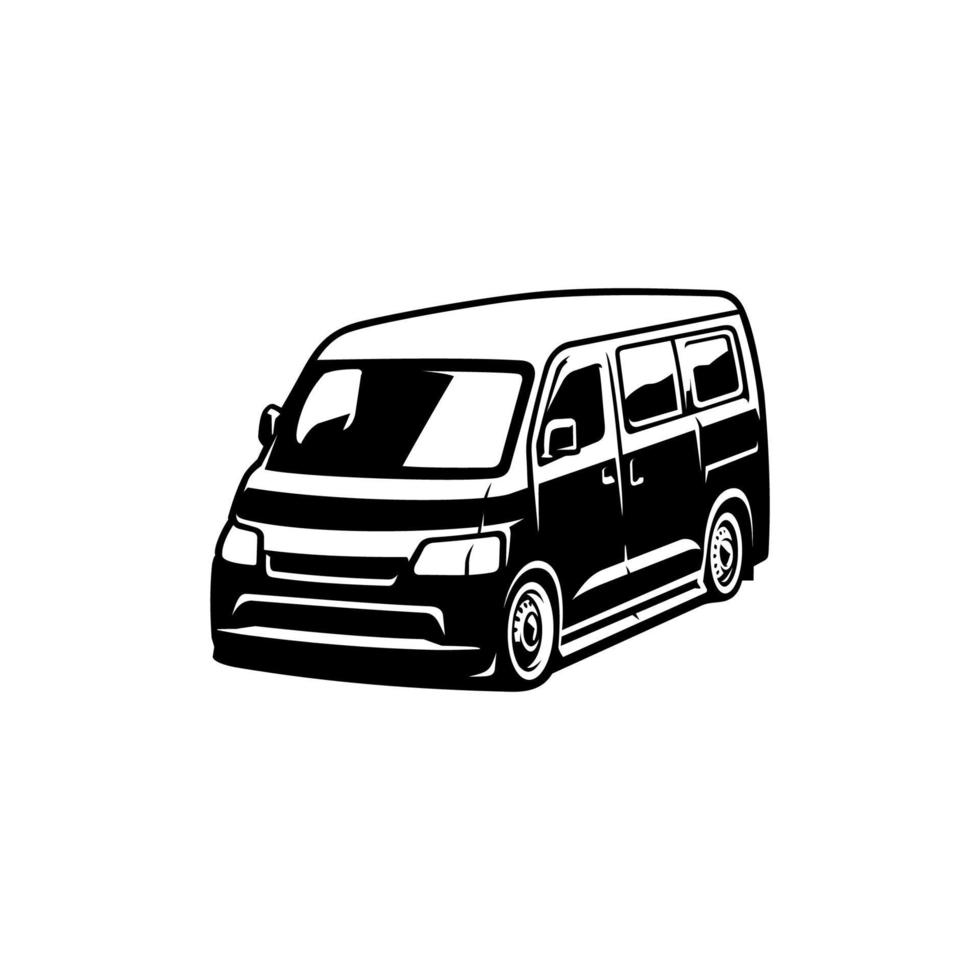 carro de van pequeno, vetor de ilustração de microônibus