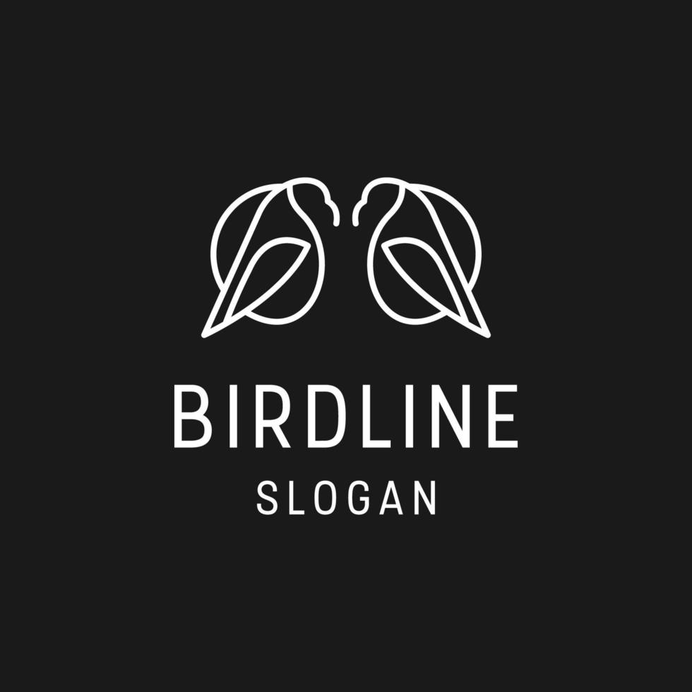 ícone de estilo linear de logotipo de pássaro em fundo preto vetor