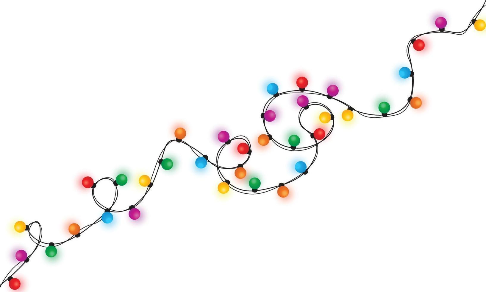 corda de luzes de natal isolada no vetor de fundo branco