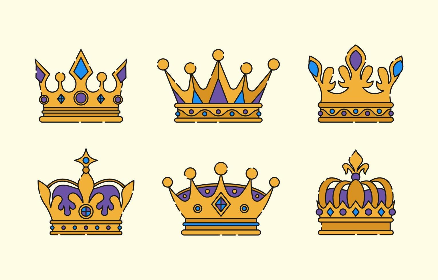 conjunto de ícones de coroa vetor