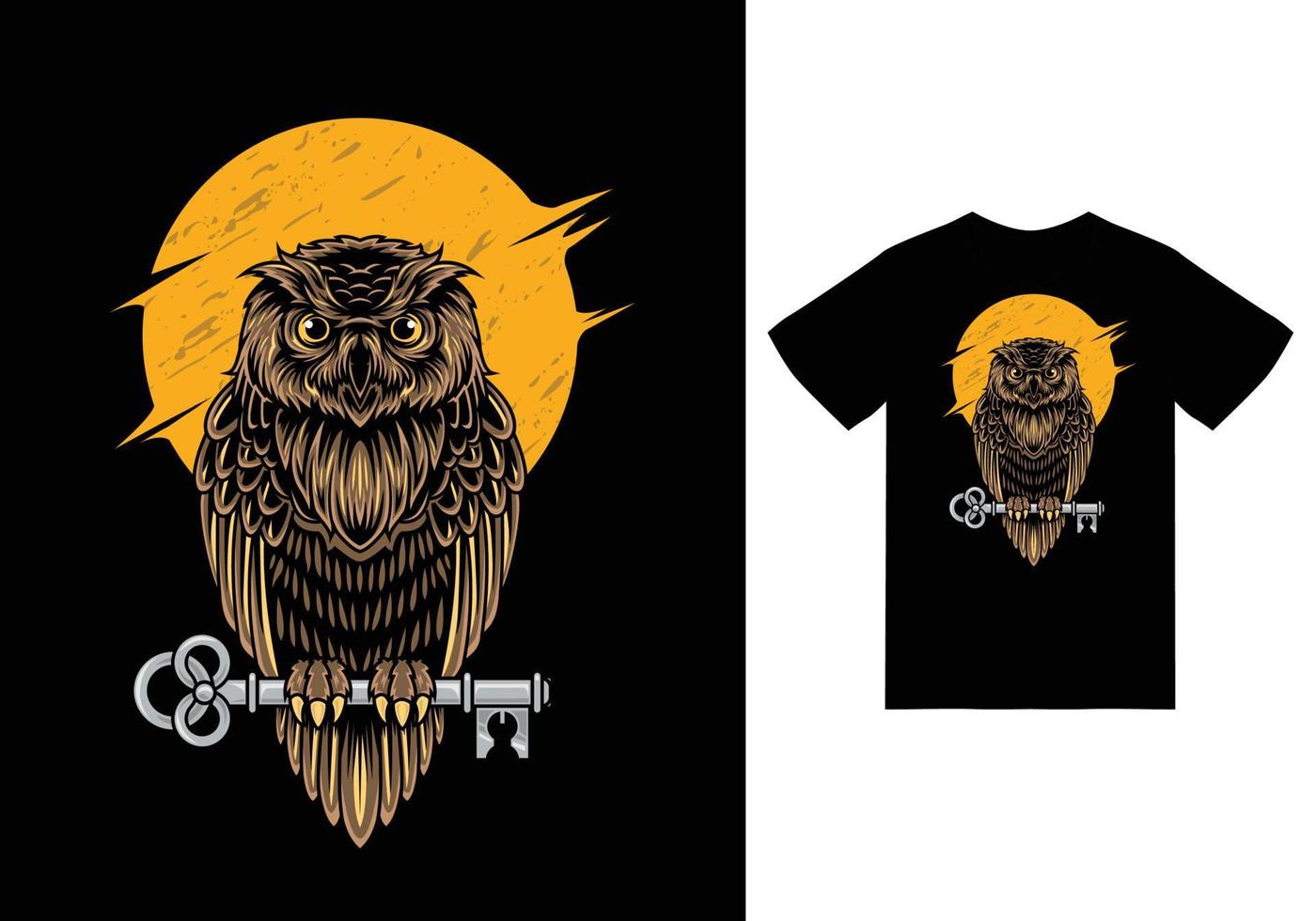 ilustração de coruja e chave com vetor premium de design de camiseta