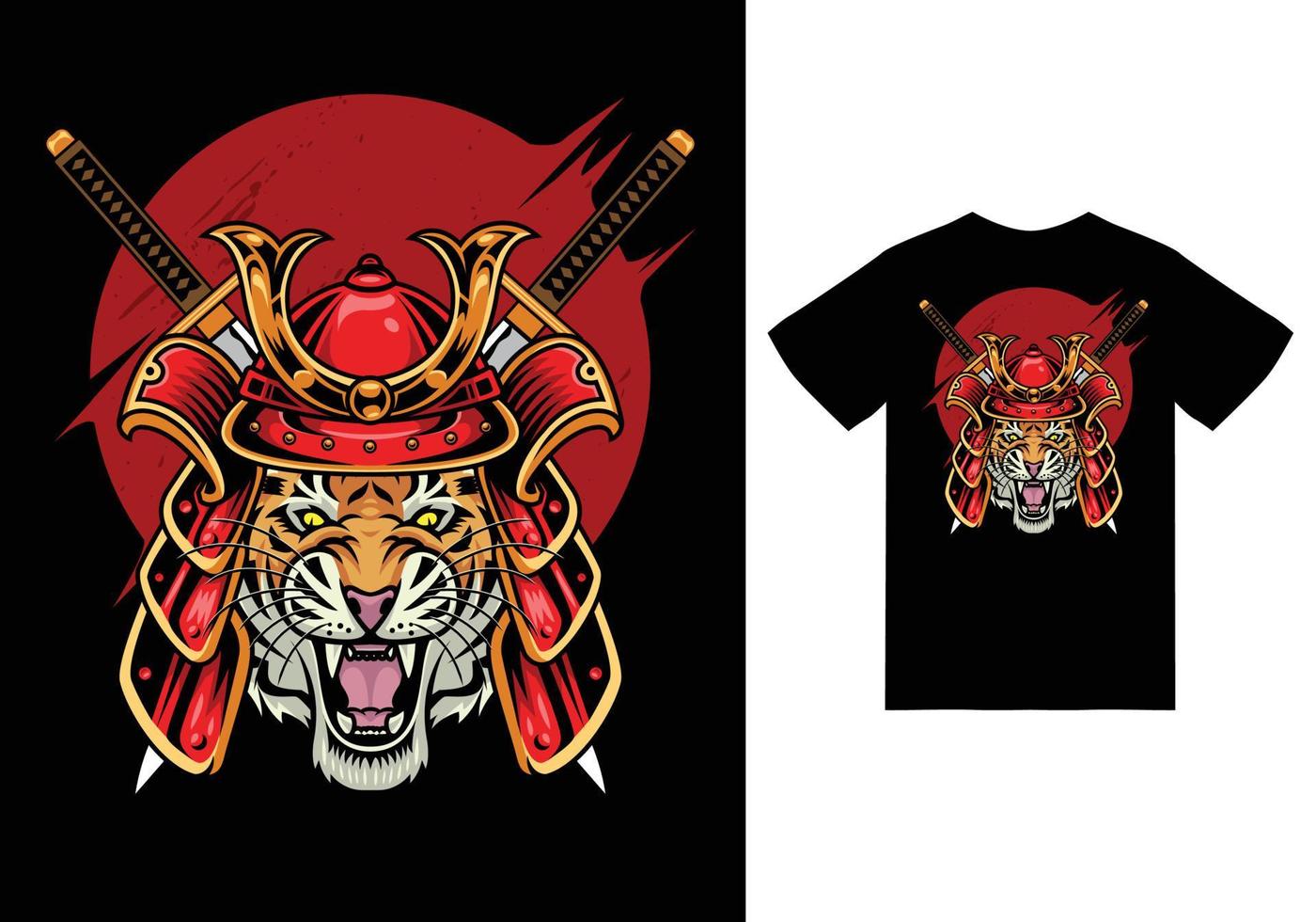 ilustração de samurai de tigre com vetor premium de design de camiseta