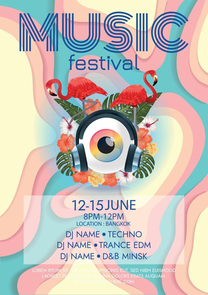 cartaz do festival de música para vetor de arte de festa noturna de discoteca