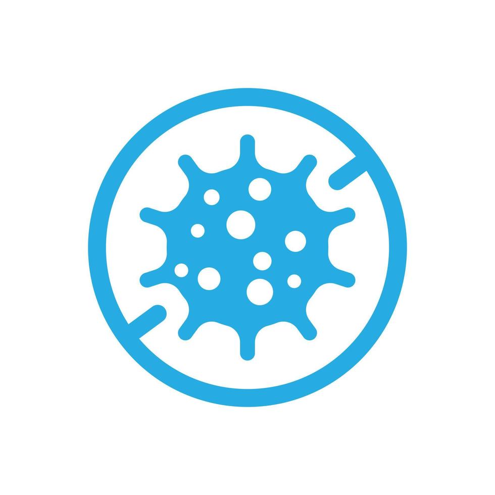 ícone de germe antibacteriano eps10 vector azul isolado no fundo branco. nenhum símbolo de bactérias em um estilo moderno simples e moderno para o design do seu site, logotipo, pictograma e aplicativo móvel